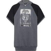 Sportlicher Kapuzenpullover mit Grafikdruck und kurzen Ärmeln