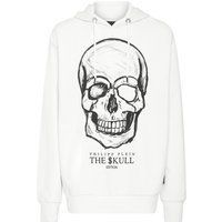 Baumwollfleece-Kapuzenpullover mit Totenkopf-Grafik