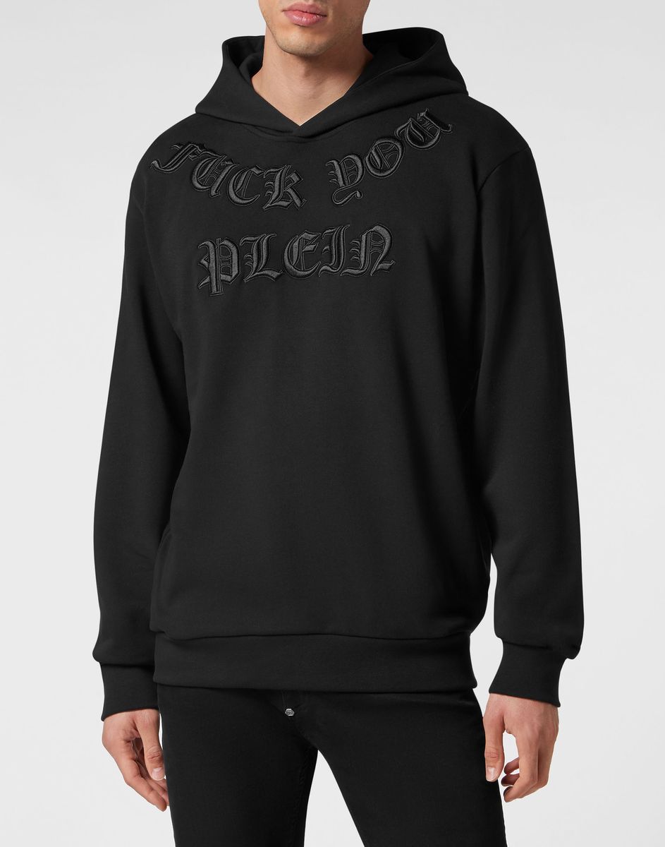 Gothic Plein Baumwollfleece-Kapuzenpullover