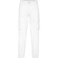 Weiße Samt-Cargohose mit Bündchen