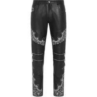Auffällige Bikerhose aus Leder mit Paisley