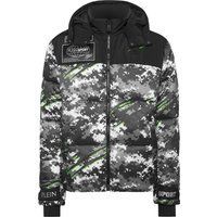 Camouflage-Steppdaunenjacke mit Kapuze
