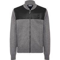 Merino-Wollbomber mit Lederbesatz