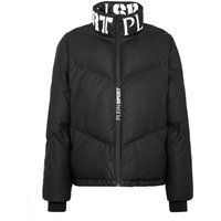 Schwarze Daunenjacke mit Polsterung und Logo