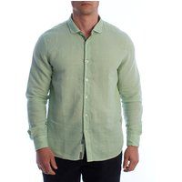 Herren Langarm Leinenmischhemd