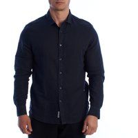 Herren Langarm Leinenmischhemd
