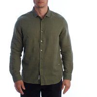 Herren Langarm Leinenmischhemd