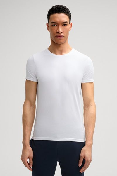 JOOP! Weißes Rundhals Stretch Baumwoll T-Shirt Slim Fit
