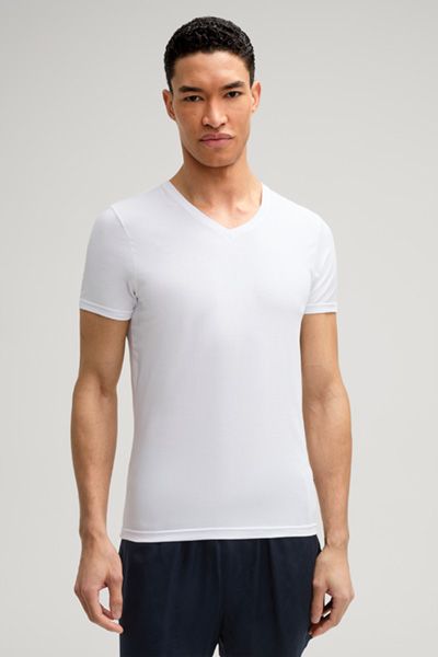 JOOP! Weißes Rundhals Stretch Baumwoll T-Shirt Slim Fit