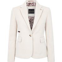 Cremefarbener Tweed-Blazer aus Wollmischung