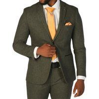 Olivgrüner Tweed-Blazer aus Wollmischung