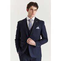 Marineblauer Anzugsblazer mit Hahnentrittmuster
