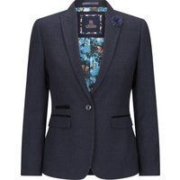 Damen Tweed Blazer Jacke mit Karomuster