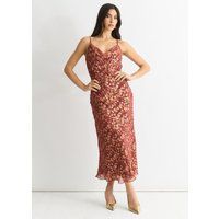 Tier Jacquard Midikleid mit Wasserfallausschnitt