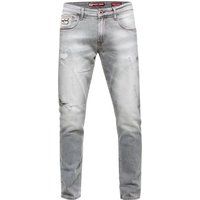 Graue Slim Fit Jeans im Destroyed-Look