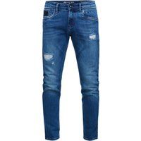 Graue Slim Fit Jeans im Destroyed-Look