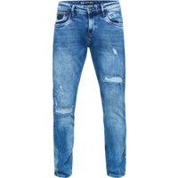 Graue Slim Fit Jeans im Destroyed-Look