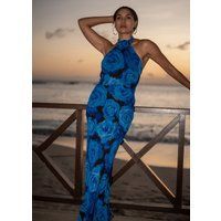 Maxikleid mit Blumenmuster und Neckholder
