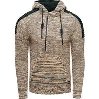 Strickhoodie mit halbem Reißverschluss und Akzenten