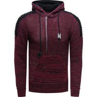 Strickhoodie mit halbem Reißverschluss und Akzenten