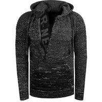 Strickhoodie mit halbem Reißverschluss und Akzenten