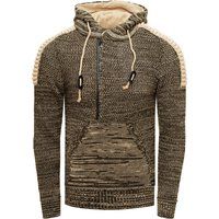 Strickhoodie mit halbem Reißverschluss und Akzenten