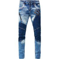 Slim Fit Jeans im Moto-Stil