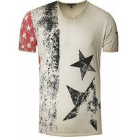 Distressed T-Shirt mit Sterne und Streifen Grafik