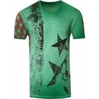 Distressed T-Shirt mit Sterne und Streifen Grafik