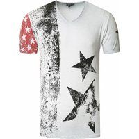 Distressed T-Shirt mit Sterne und Streifen Grafik