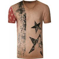 Distressed T-Shirt mit Sterne und Streifen Grafik