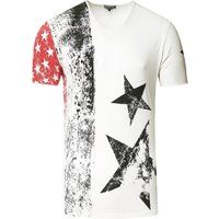 Distressed T-Shirt mit Sterne und Streifen Grafik