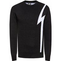 Grafik-Pullover mit Blitzmuster und Rundhalsausschnitt