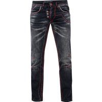Jeans mit Used-Look in Schwarz