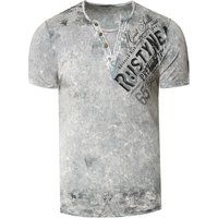T-Shirt mit verwaschenem Grafikdruck und V-Ausschnitt