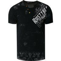 T-Shirt mit verwaschenem Grafikdruck und V-Ausschnitt