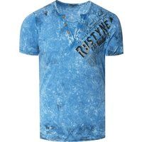 T-Shirt mit verwaschenem Grafikdruck und V-Ausschnitt