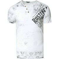 T-Shirt mit verwaschenem Grafikdruck und V-Ausschnitt