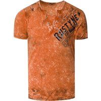 T-Shirt mit verwaschenem Grafikdruck und V-Ausschnitt