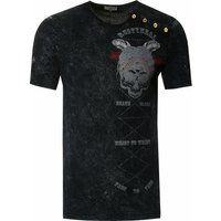 Verwaschenes T-Shirt mit Grafikdruck und Rundhalsausschnitt