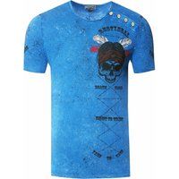 Verwaschenes T-Shirt mit Grafikdruck und Rundhalsausschnitt