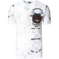 Verwaschenes T-Shirt mit Grafikdruck und Rundhalsausschnitt