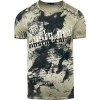Baumwoll T-Shirt mit Distressed Grafikprint