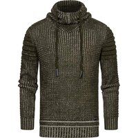 Strick-Biker-Pullover mit Stehkragen