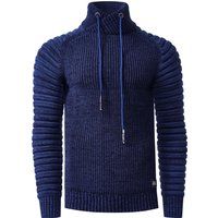 Herren Grobstrick Pullover mit Stehkragen