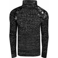Strukturierter Strick-Rollkragenpullover mit Knopfleiste