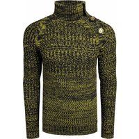 Strukturierter Strick-Rollkragenpullover mit Knopfleiste
