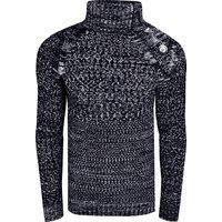 Strukturierter Strick-Rollkragenpullover mit Knopfleiste