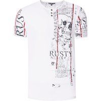 T-Shirt mit Knopfleiste und Grafikdruck