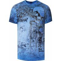 T-Shirt mit Grafikprint und Biker-Waschung